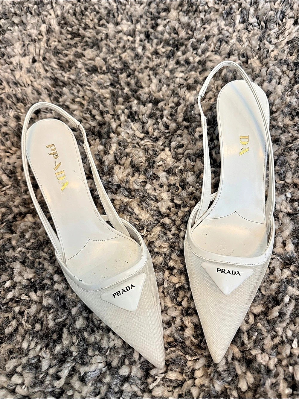 Prada Mesh Fabric Slingback Pumps White EU 38